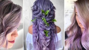 three women with lilac hair color