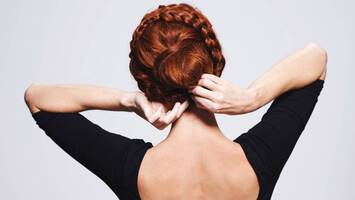 Red hair braided bun NEW