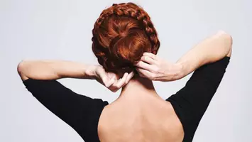 Red hair braided bun NEW