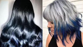 women with a dark blu hair color