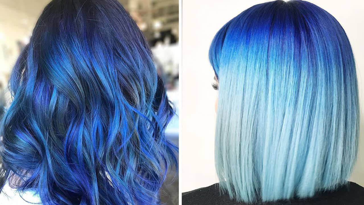 photo of woman with classic blue hair color pantone color of the year