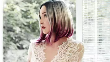 photo of woman with pink ombre straight hair