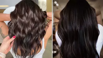 two women wearing brunette hair color trends