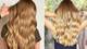 two women with honey blonde hair on white backdrops
