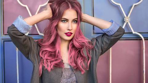 photo of pink temporary hair dye on woman