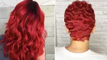 photo of women with red velvet hair color