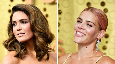 mandy moore and busy philips after red carpet hair products