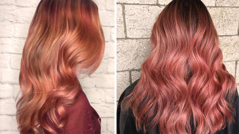 photo of woman with rose gold hair color