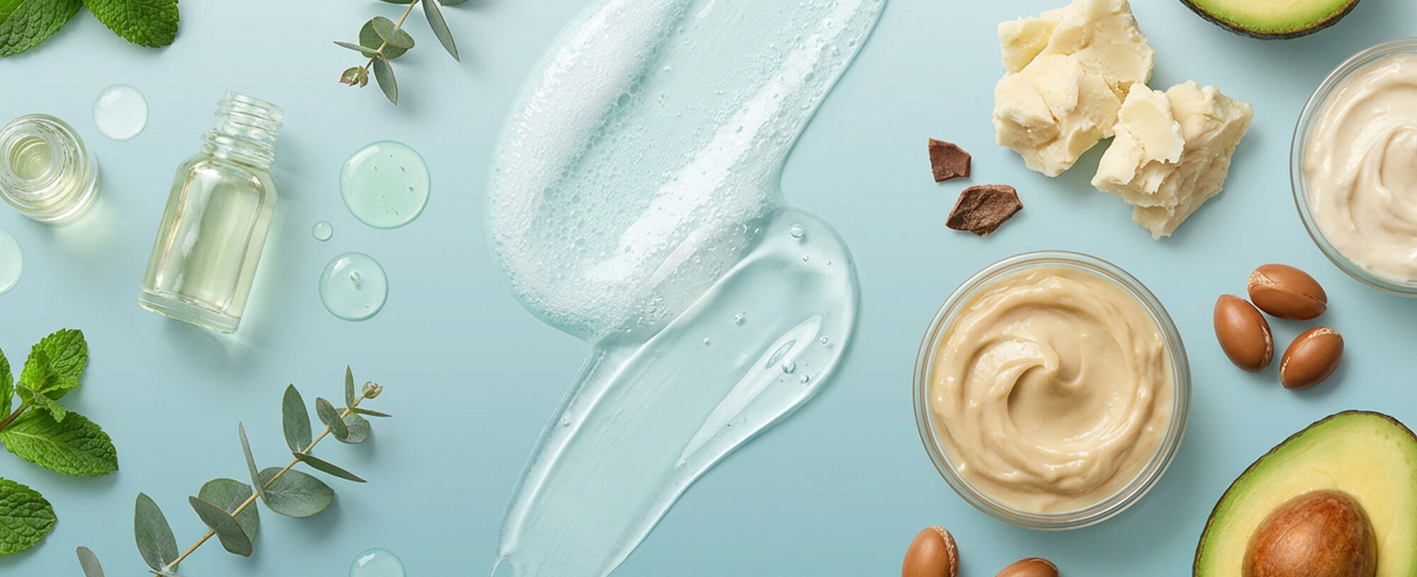 image of Redken, Loreal Paris, and Keratase products on a blue background