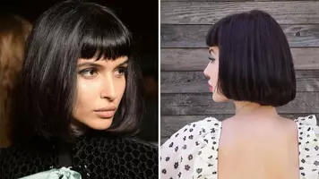 photo of woman with blunt bob with bangs