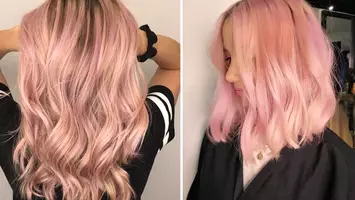 two women with peach hair