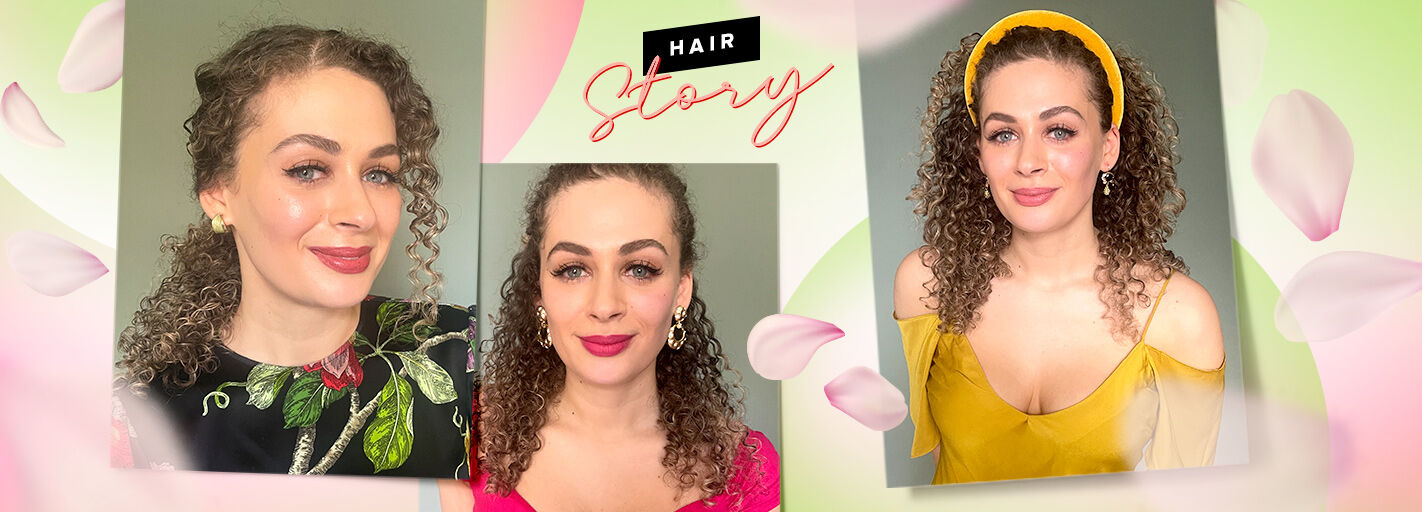 One editor experiments with wedding guest hairstyles that showcase her naturally curly hair texture. She breaks down each look and gives you a sneek peek of the full ‘fit.