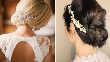two women with wedding hair updos