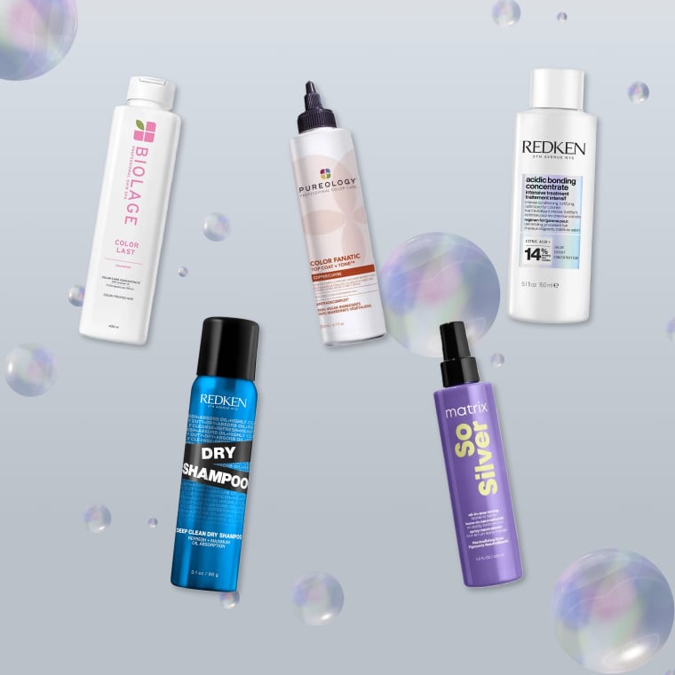 L’Oreal hair products on a bubbly background