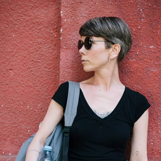 woman with a gamine cut 