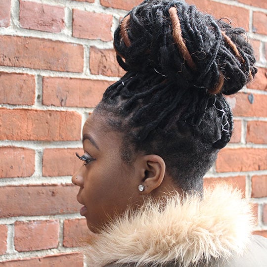 ballerina bun faux locs hairstyle