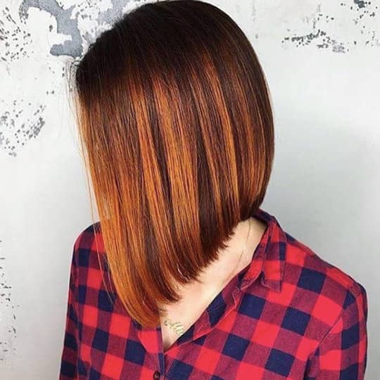 photo of asymmetrical lob haircut