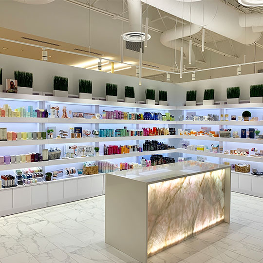 retail shelves at define hair