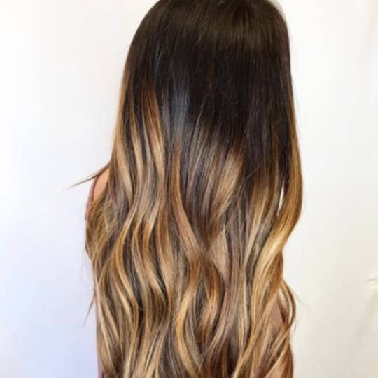 Black to brown top ombre straight hair