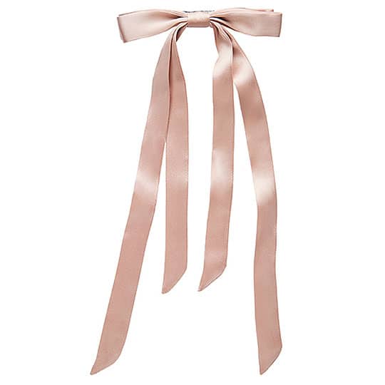 pink hair ribbon on a hair barrette