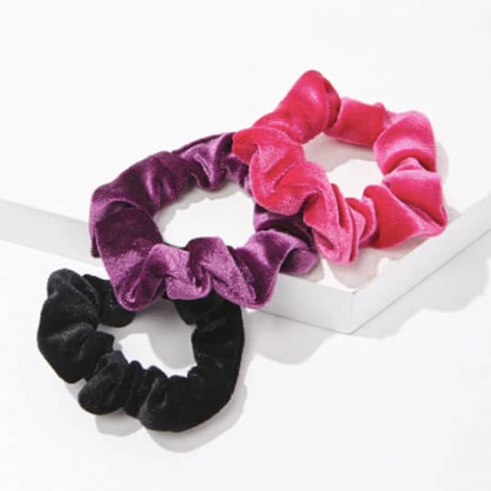 photo of velvet hair scrunchies