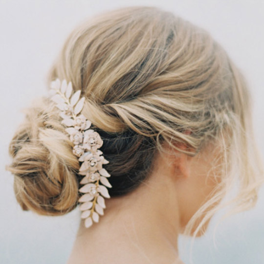 chignon updo with a hair accessory