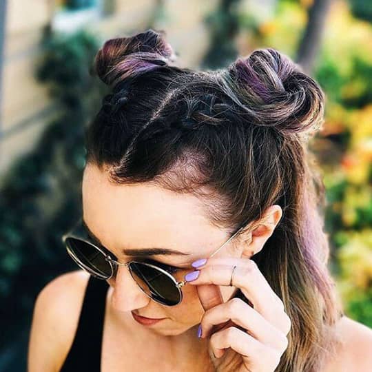 Girl with dutch half buns