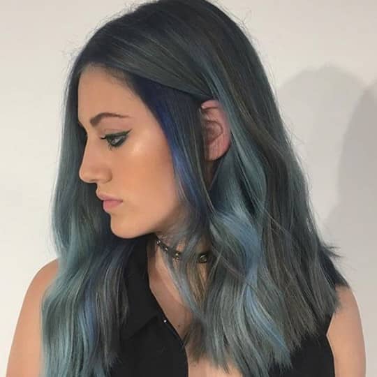 photo of turquoise and gray balayage