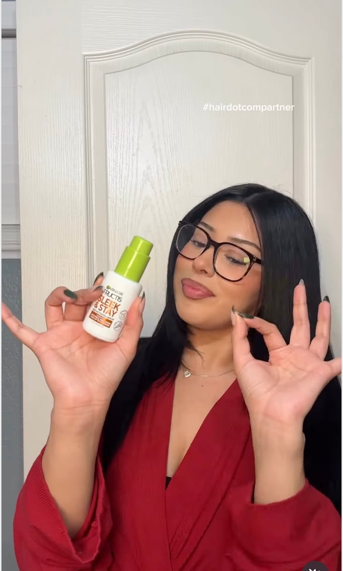 using the Garnier Fructis Sleek & Shine Diamond Sleek Shine Coat Smoothing Spray for humidity 